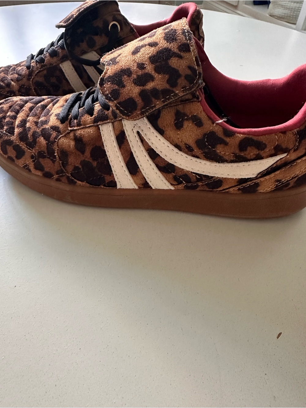 Steve Madden Leopard Print Athletic Sneakers with White Stripes